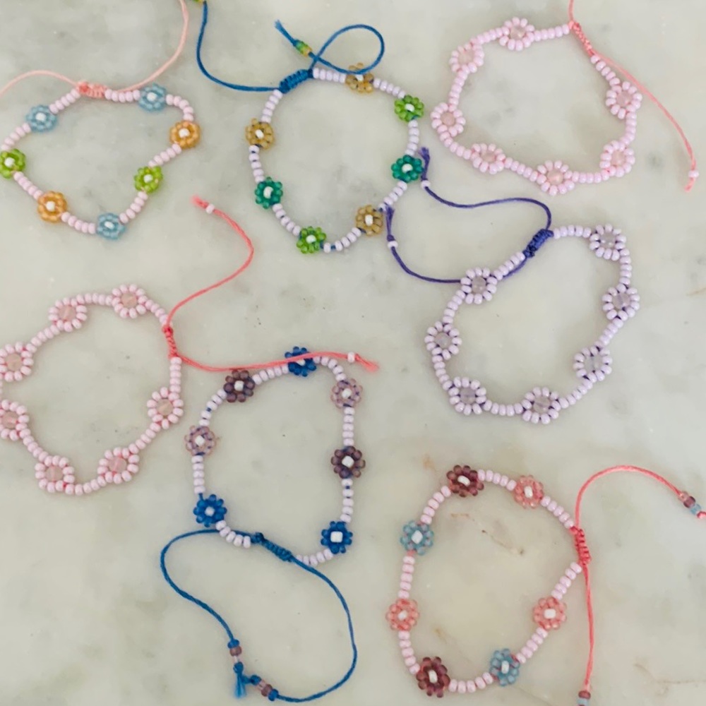 Beaded Flower Adjustable Bracelets All Different Colors